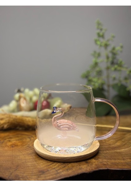 Flamingo Figürlü Cam Kupa – Şeffaf Kulplu Bardak modelleri