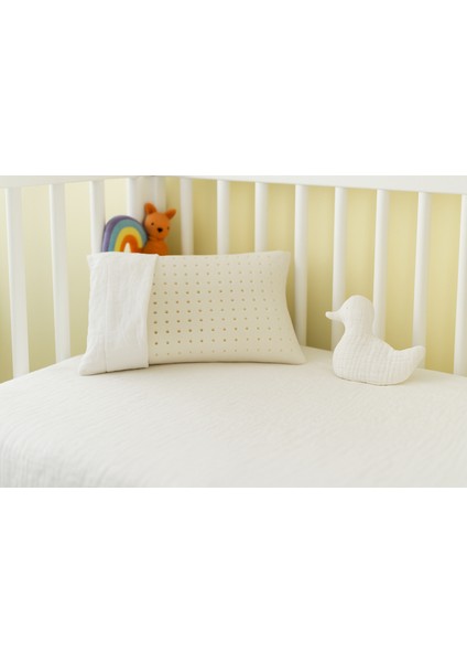Hava Kanallı Ortopedik Visco Bebek Yastığı 40X26 cm Terletmeyen 1 Yastık + %100 Pamuk Müslin Kılıf fırsatları