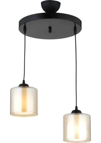 Çift Camlı Modern Sarkıt Avize – Siyah & Bal Renkli Şık Tasarım modelleri