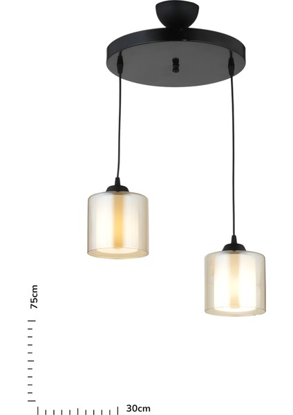 Çift Camlı Modern Sarkıt Avize – Siyah & Bal Renkli Şık Tasarım fırsatları