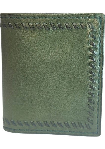 El Yapımı (HANDMADE) Kare Deri Erkek Cüzdan DUNE