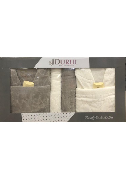 Durul Antik Kısmi Kadife Pamuklu 8 Parça Aile Bornoz Seti