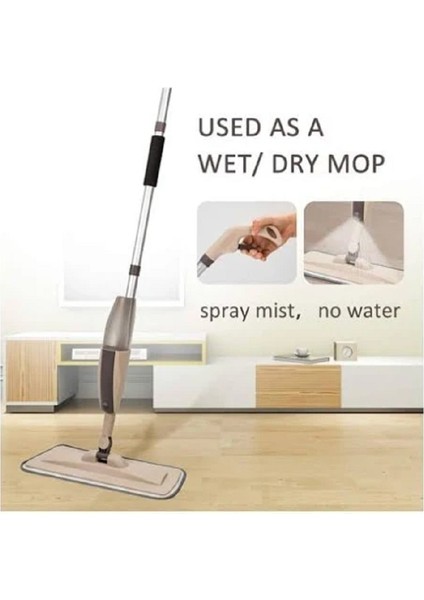Mop Mikrofiber Bez Temizlik Seti Sprey Mop Su Deterjan Hazneli 360 Derece Dönen Paspas Temizlik Bezi