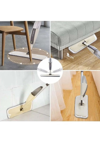 Mop Mikrofiber Bez Temizlik Seti Sprey Mop Su Deterjan Hazneli 360 Derece Dönen Paspas Temizlik Bezi