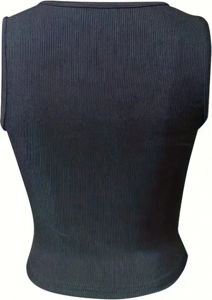 Kadın Kolsuz V Yakalı Kaşkorse Bluz