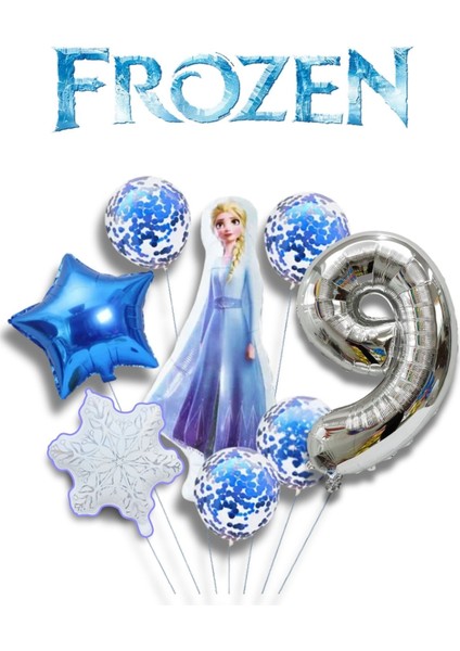 Frozen Elsa Gümüş Rakamlı Balon Seti Karlar Kraliçesi Elsalı Balon Seti 76CM Rakam Balon