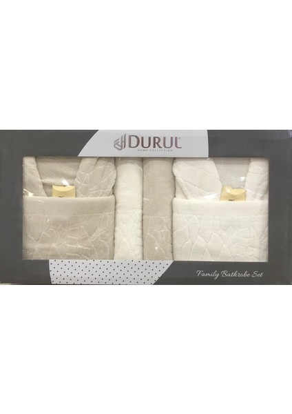 Durul Antik Kısmi Kadife Pamuklu 8 Parça Aile Bornoz Seti