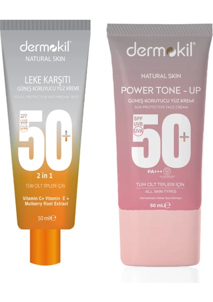 Leke Karşıtı Spf 50+ &power Tone-Up Ton Eşitleyici Spf 50+ Güneş Kremi 2X50 ml