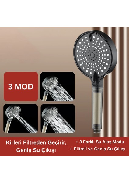 120 mm Filtreli Duş Başlığı + 1,5 M Paslanmaz Örgülü Duş Hortumu | Extra Büyük Panel, Basınç Artırıcı Su Jeti, Kolay Montaj indirimleri