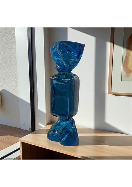 Reçine Şeffaf Mavi Şeker Obje -Ev Ofis Aksesuarı