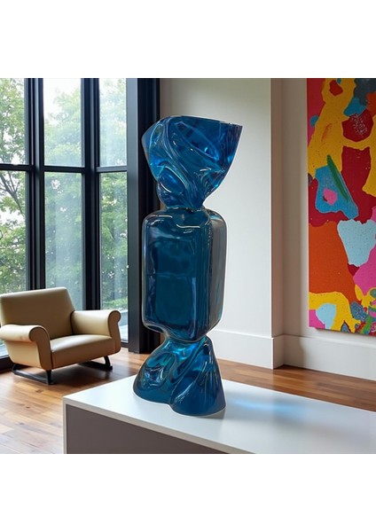 Reçine Şeffaf Mavi Şeker Obje -Ev Ofis Aksesuarı indirimleri
