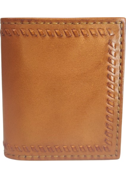 El Yapımı (HANDMADE) Kare Deri Erkek Cüzdan DUNE