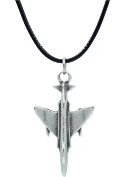 F-4 Phantom Savaş Uçağı Deri Unisex Kolye