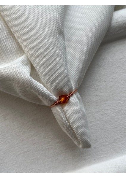 Kan Kehribarı Ayarlanabilir Bakır Renk Tel Yüzük