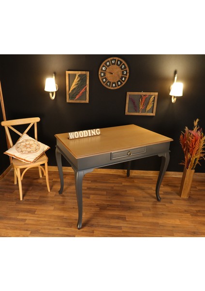 100 cm Çekmeceli Masif Antrasit Naturel Çalışma Masası fiyatları