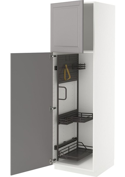 Temizlik Dolabı, Bodbyn Gri-Koyu Gri, 60X60X200 Cm, 2 Kapaklı