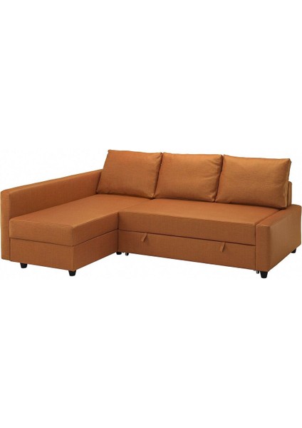 Bazalı Yataklı Köşe Kanepe, Faringe Kahverengi-Turuncu, 3 Minderli