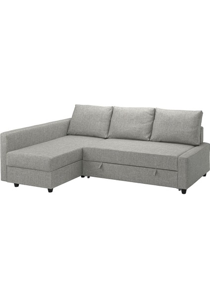 Bazalı Yataklı Köşe Kanepe, Faringe Açık Gri, 3 Minderli