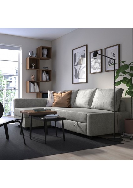 Bazalı Yataklı Köşe Kanepe, Faringe Açık Gri, 3 Minderli modelleri