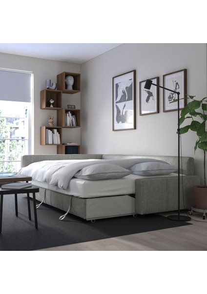 Bazalı Yataklı Köşe Kanepe, Faringe Açık Gri, 3 Minderli fırsatları