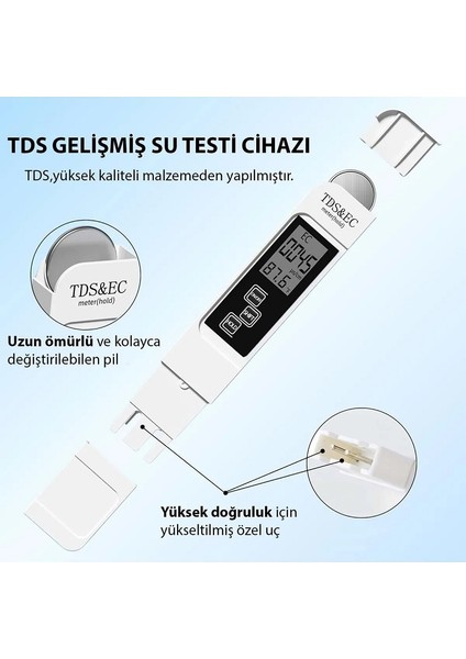 Sıcaklık Ölçüm Cihazı 3in1 Dijital Tds Su Kalitesi Değeri Ölçüm fiyatları