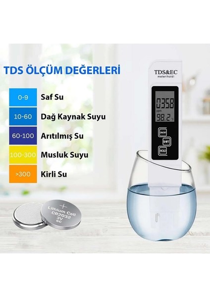 Sıcaklık Ölçüm Cihazı 3in1 Dijital Tds Su Kalitesi Değeri Ölçüm indirimleri