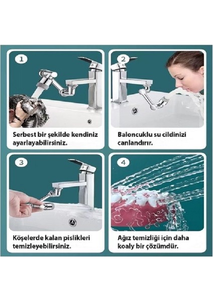 Robotik Kol Mutfak Banyo Musluk Başlığı 1080 Derece Dönebilen Evrensel 2 Modlu indirimleri