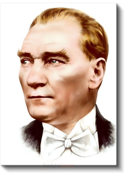 Beyaz Papyonlu Atatürk - Modern Çizgili Portre Kanvas Tablo fiyatları