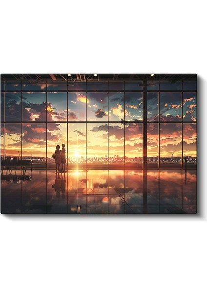 Şehir Manzarası - Altın Işıklı Terminal Anime Kanvas Tablo fiyatları