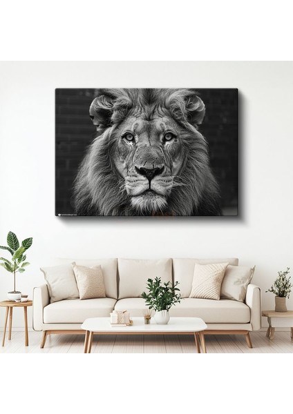 Aslan Portresi - Siyah Beyaz Asaletin Yüzü Kanvas Tablo