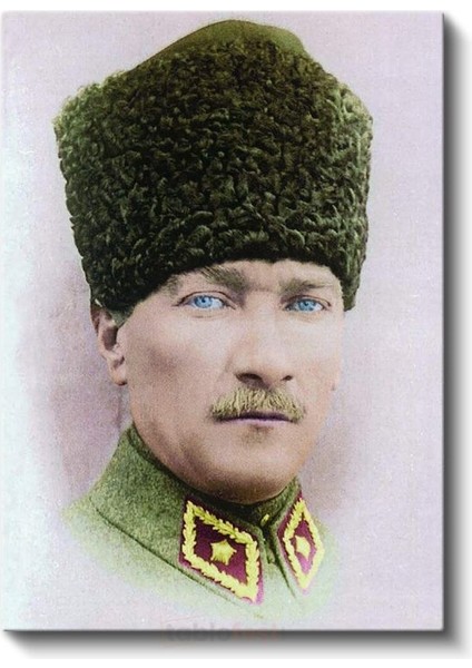 Yeşil Kalpaklı Atatürk - Askeri Üniforma Portresi Kanvas Tablo fiyatları
