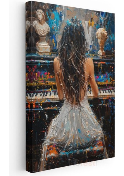 Piyanist Silüeti - Sanatsal Müzik Temalı Yağlı Boya Kanvas Tablo modelleri