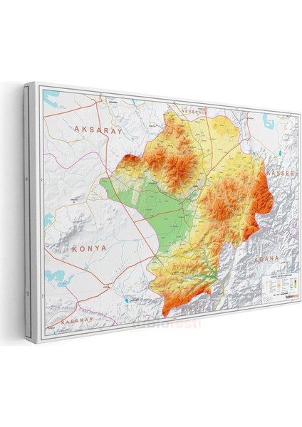 Niğde - Fiziki Haritası Kanvas Tablo modelleri