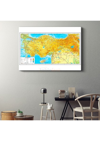 Türkiye - Fiziki Haritası Kanvas Tablo