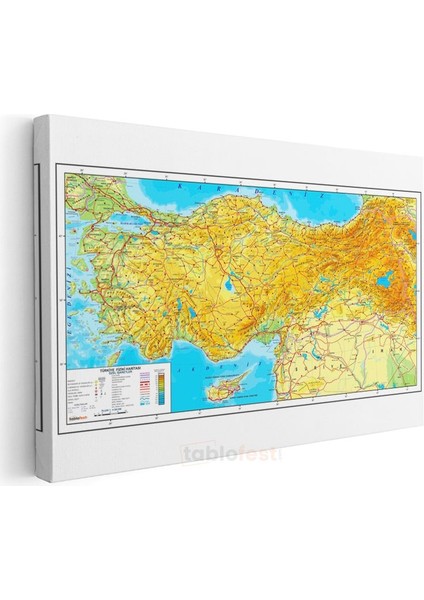 Türkiye - Fiziki Haritası Kanvas Tablo modelleri