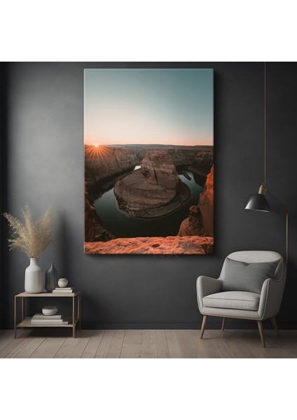 At Nalı Kanyonu - Gün Batımında Nehir Manzarası Kanvas Tablo