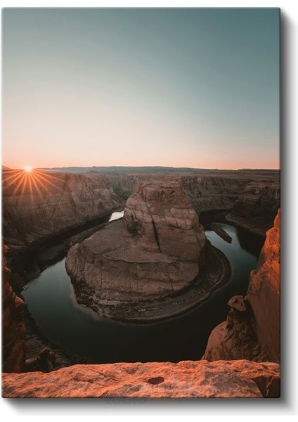 At Nalı Kanyonu - Gün Batımında Nehir Manzarası Kanvas Tablo fiyatları