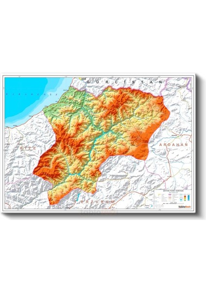 Aksaray - Fiziki Haritası Kanvas Tablo fiyatları