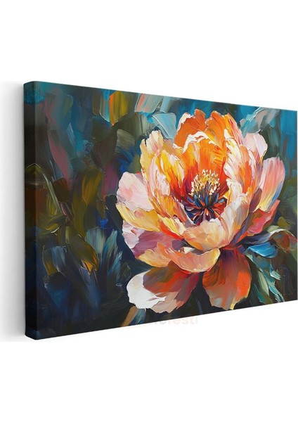 Turuncu Şakayık - Yağlı Boya Tekniğiyle Çiçek Portresi Kanvas Tablo modelleri