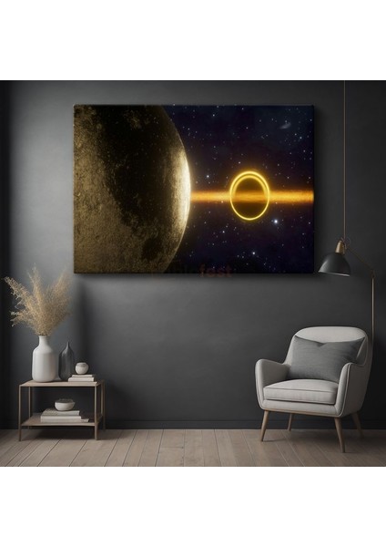 Kozmik Portal - Altın Işıklı Uzay Fenomeni Kanvas Tablo