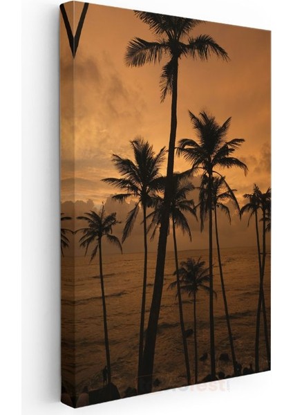 Tropik Günbatımı - Palmiye Siluetleri Kanvas Tablo modelleri