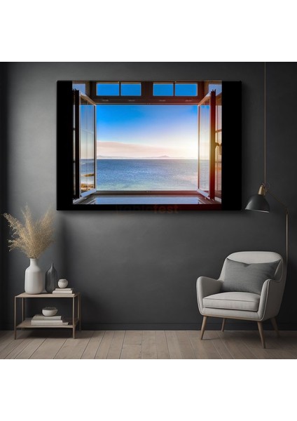 Deniz Manzarası - Pencereden Sonsuzluğa Açılan Huzur Kanvas Tablo