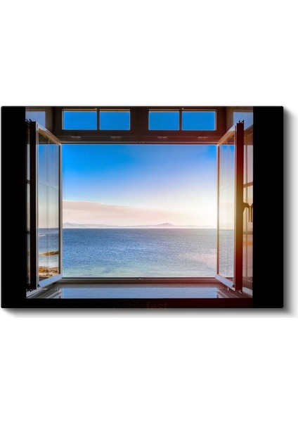 Deniz Manzarası - Pencereden Sonsuzluğa Açılan Huzur Kanvas Tablo fiyatları