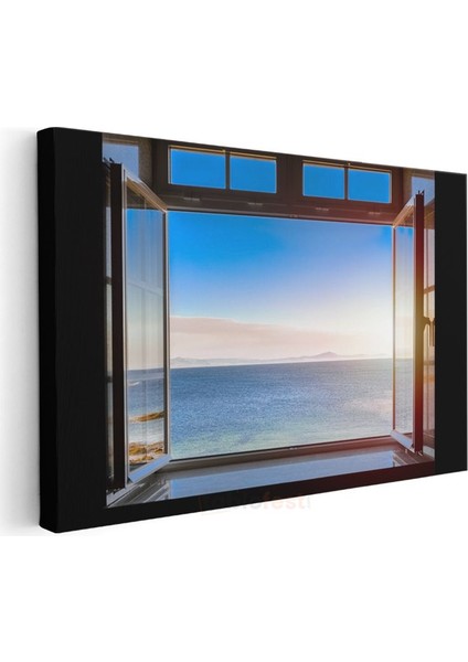 Deniz Manzarası - Pencereden Sonsuzluğa Açılan Huzur Kanvas Tablo modelleri