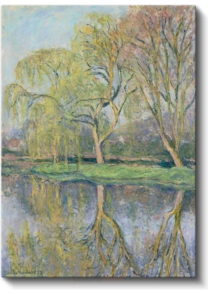 Claude Monet - Bahar Ağaçları ve Göl Kanvas Tablo fiyatları