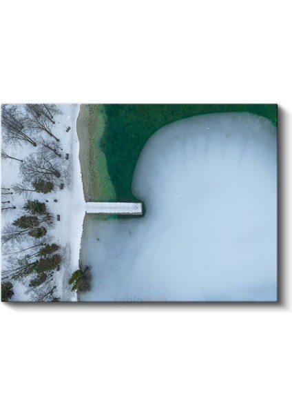 Kış Manzarası - Donmuş Göl ve Karlı Orman Kanvas Tablo fiyatları