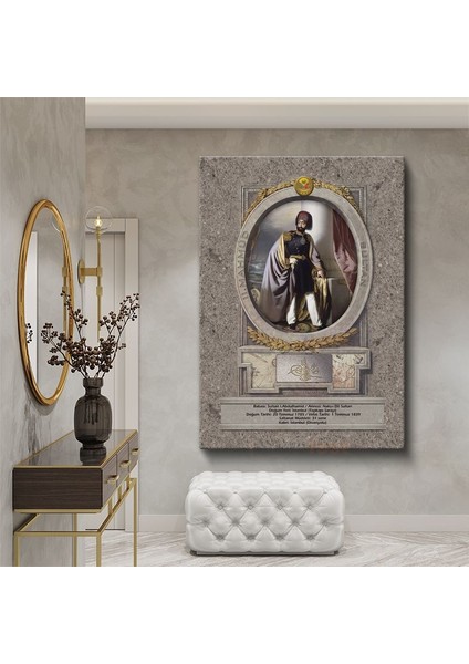 Osmanlı Padişahları - Sultan I. Abdülhamid Portresi Kanvas Tablo