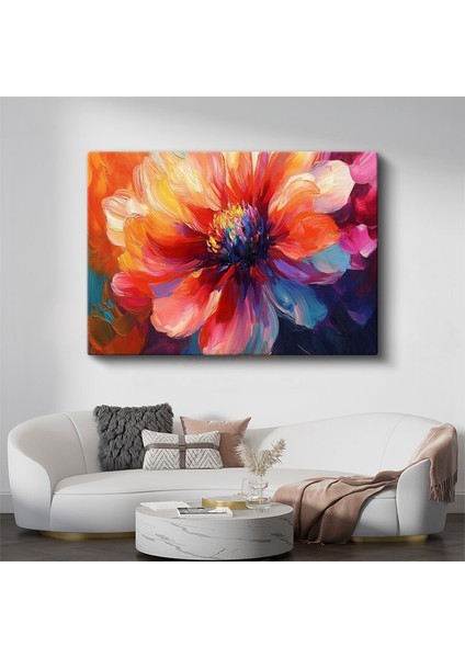 Renkli Şakayık - Canlı Tonlarda Yağlı Boya Çiçek Portresi Kanvas Tablo