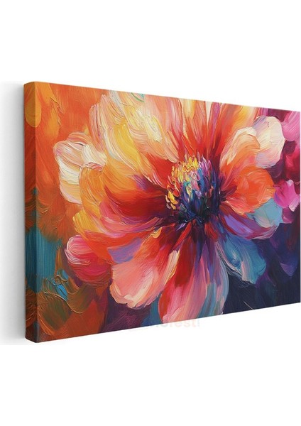 Renkli Şakayık - Canlı Tonlarda Yağlı Boya Çiçek Portresi Kanvas Tablo modelleri