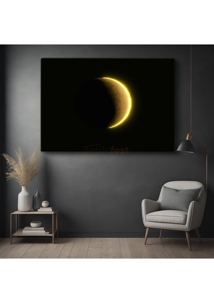 Güneş Tutulması - Altın Halkasıyla Parlayan Gök Cismi Kanvas Tablo
